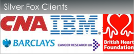 Silver Fox Furniture | Clients | Just a few of Silver Fox Furniture's happy clients, BBC, CNA, Barclays, IBM, British Heart Foundation, Prudential, Cancer Research